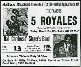 Plakát na clevelandské vystoupení "5" Royales v březnu 1953