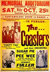 Plakát na koncert The Coasters 25. října 1958 v Sacramentu