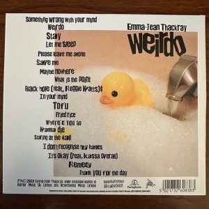 Zadní strana obalu alba Emma-Jean Thackray: Weirdo (2025, Brownswood Recordings)