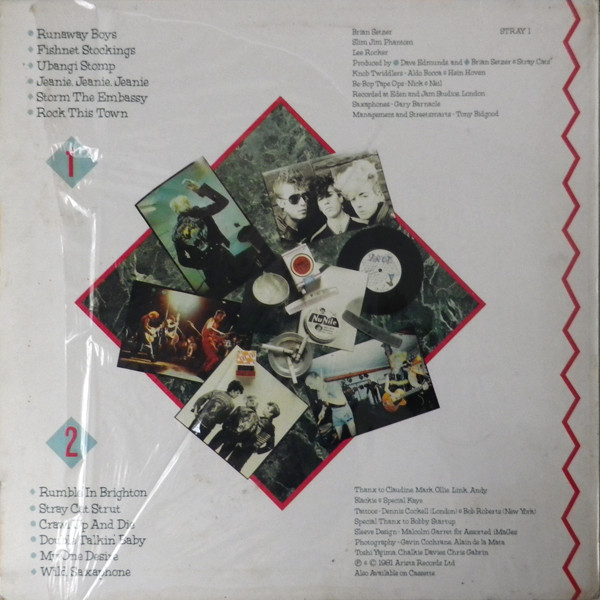 Zadní strana obalu alba Stray Cats (1981, Arista Records)