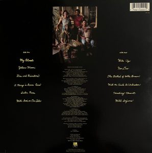 Zadní strana obalu LP Neville Brothers: Yellow Moon (1989, A&M Records)