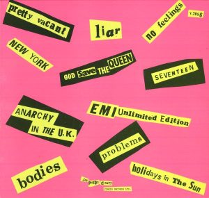 Zadní strana alba Sex Pistols: Never Mind The Bollocks Here's The Sex Pistols (1977, Virgin)