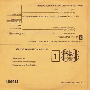 Zadní strana obalu LP UB40: Signing Off (1980, Graduate Records)