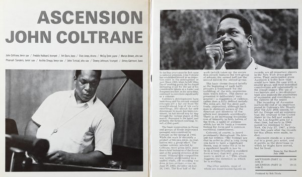 Vnitřní strana rozkládacího obalu alba John Coltrane: Ascension (Edition I) (1966, Impulse! Records)