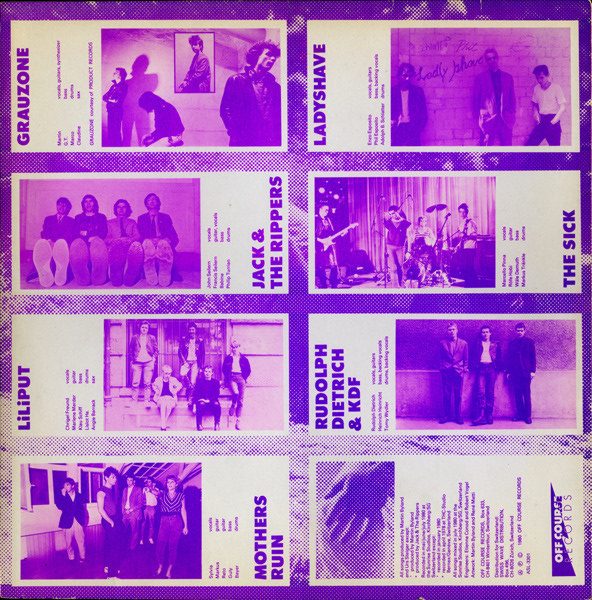 Zadní strana obalu LP Swiss Wave The Album (1980, Off Course Records)
