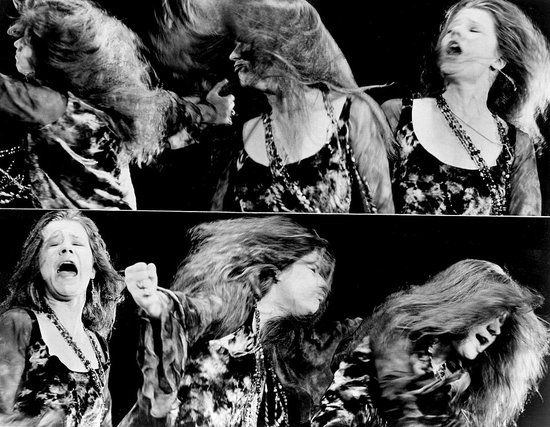 Montáž fotografií Janis Joplin z TV programu "Music Scene", 21. 10. 1969 Foto: ABC Television, Wikimedia Commons, Public Domain